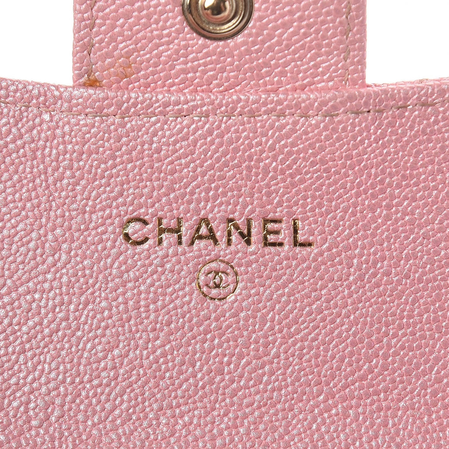 Iridescent Caviar Quilted Flap Card Holder Rose Pink