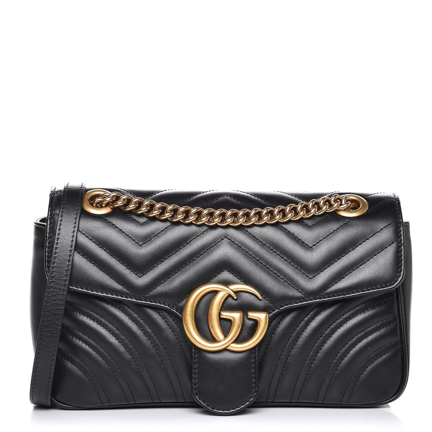Calfskin Matelasse Small GG Marmont Shoulder Bag Black