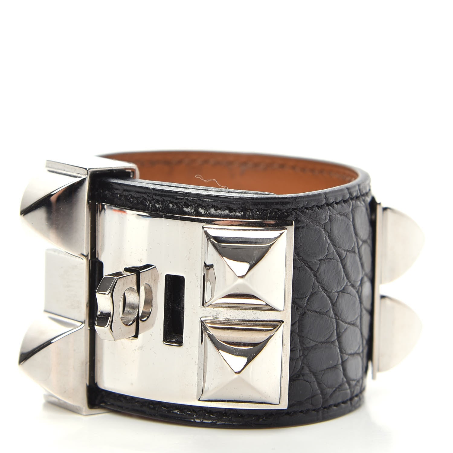 Hermes Matte Alligator Collier De Chien CDC Bracelet S Black 3 of 8