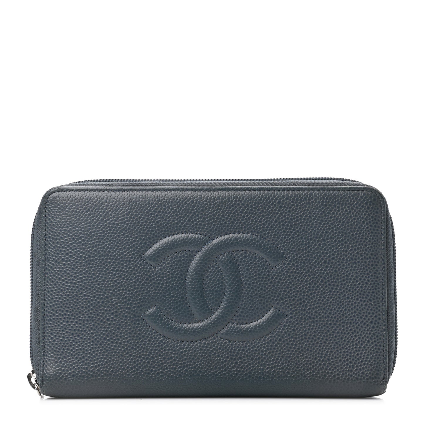 Caviar Large CC Timeless Zip Around Organizer Wallet Blue