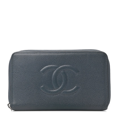 Chanel Caviar Large CC Timeless Zip Around Organizer Wallet Blue 1 of 5