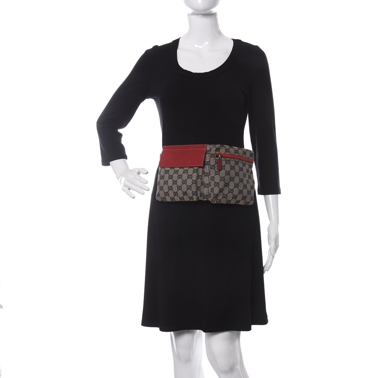 Gucci GG Monogram Web Double Pocket Belt Bag Navy Red 2 of 10