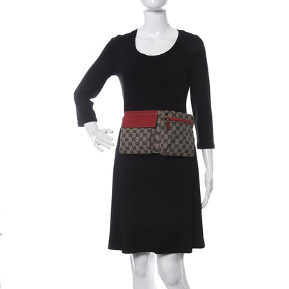 Gucci GG Monogram Web Double Pocket Belt Bag Navy Red 2 of 10
