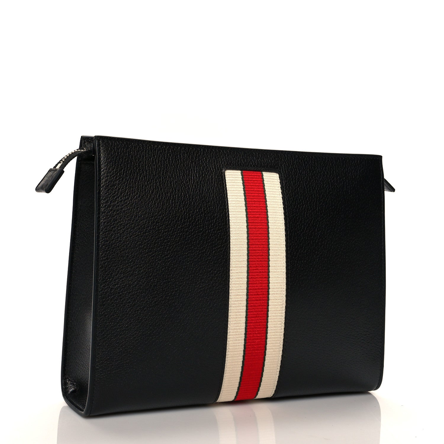 Gucci Textured Dollar Calfskin Nylon Gucci Stripe New Web Cosmetic Case Black Ecru Verde Rosso 3 of 11