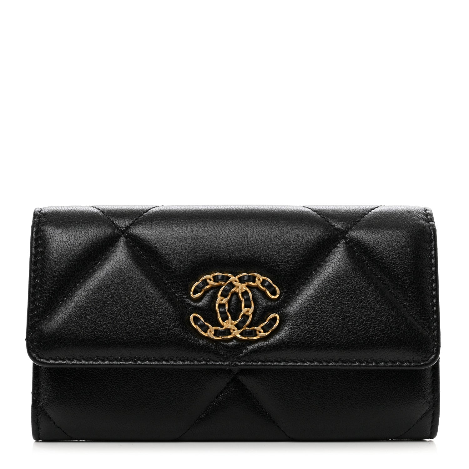 Chanel Lambskin Quilted Chanel 19 Flap Wallet Black 1 of 9