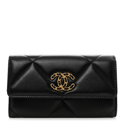 Chanel Lambskin Quilted Chanel 19 Flap Wallet Black 1 of 9