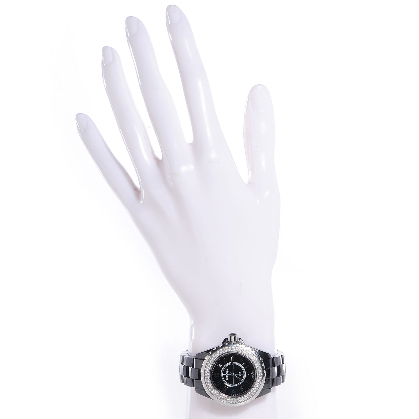 Stainless Steel Ceramic Diamond Pave Bezel 33mm J12 Quartz Watch Black