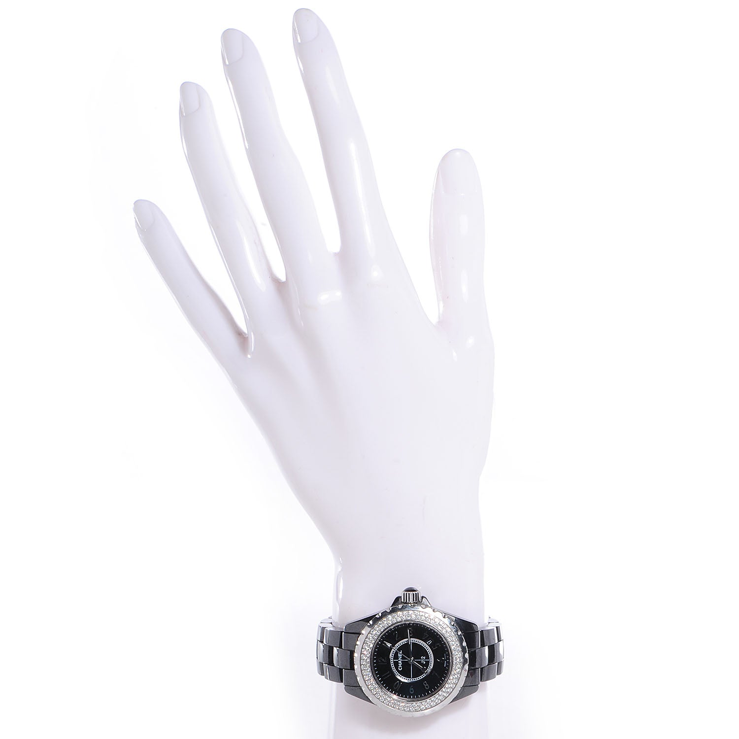Chanel Stainless Steel Ceramic Diamond Pave Bezel 33mm J12 Quartz Watch Black 2 of 6