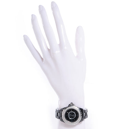 Chanel Stainless Steel Ceramic Diamond Pave Bezel 33mm J12 Quartz Watch Black 2 of 6