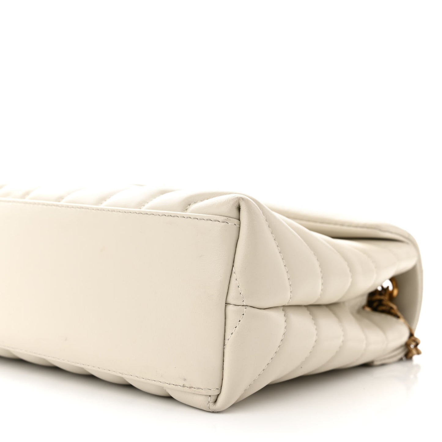 Calfskin Y Quilted Monogram Small Loulou Chain Satchel Blanc Vintage