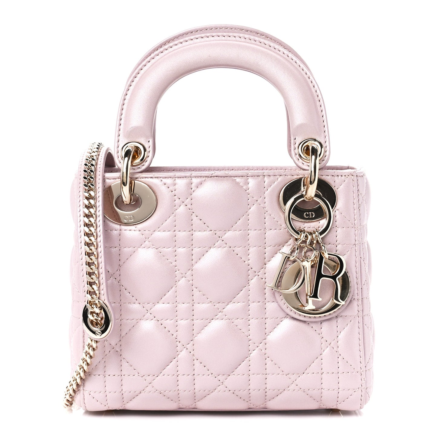 Metallic Lambskin Cannage Mini Lady Dior Lotus