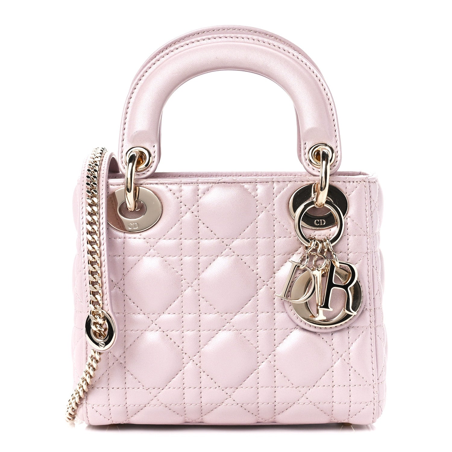 Christian Dior Metallic Lambskin Cannage Mini Lady Dior Lotus 1 of 11
