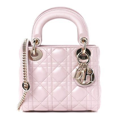 Christian Dior Metallic Lambskin Cannage Mini Lady Dior Lotus 1 of 11