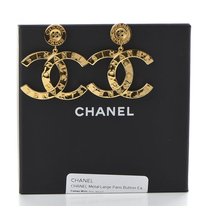 Chanel Metal Large Paris Button Earrings Gold 5 of 5