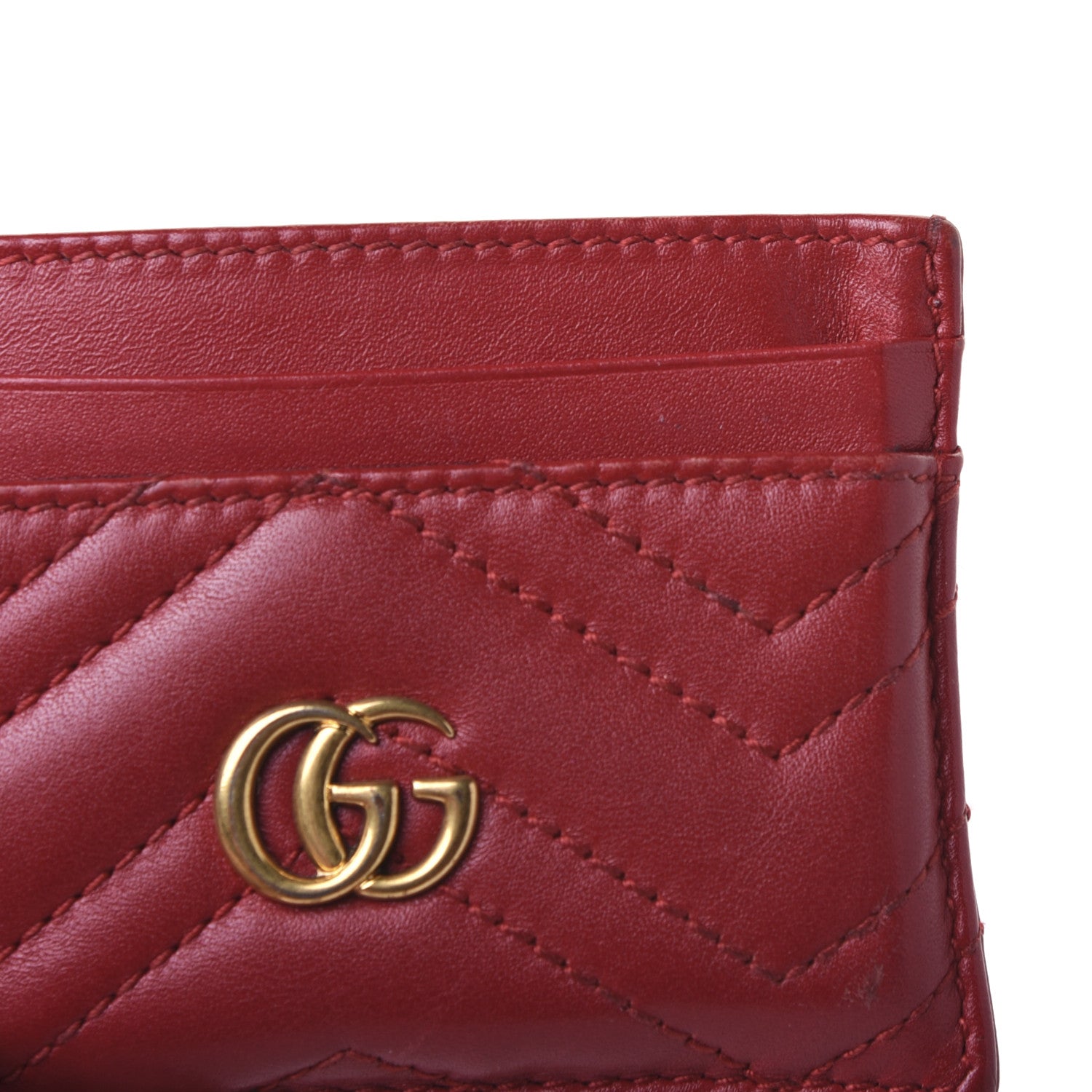 Gucci Calfskin Matelasse GG Marmont Card Holder Hibiscus Red 11 of 13