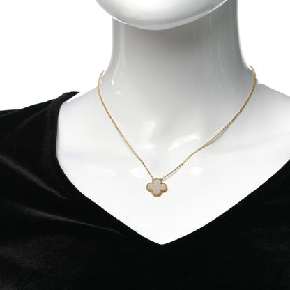 Van Cleef & Arpels 18K Yellow Gold Mother of Pearl Vintage Alhambra Pendant Necklace 2 of 5