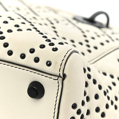 Christian Dior Lambskin Cannage Studded Medium Supple Lady Dior White Black 13 of 14