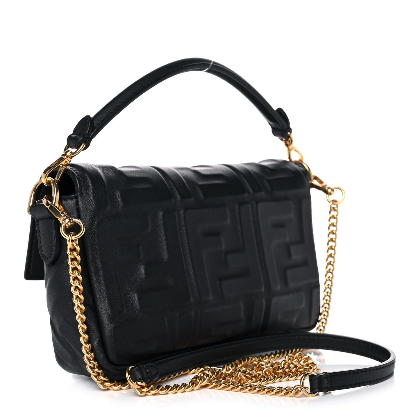 Nappa FF 1974 Embossed Mini Baguette Black