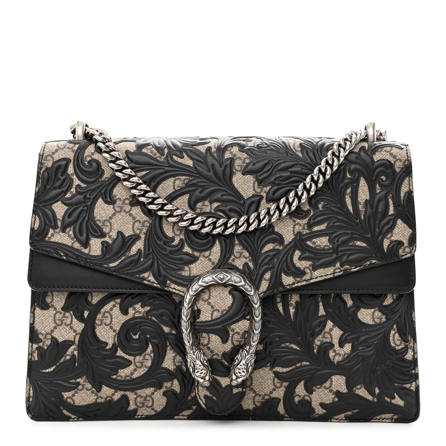 GG Supreme Monogram Arabesque Medium Dionysus Shoulder Bag Black
