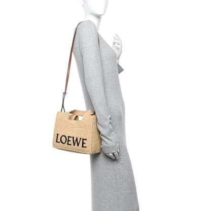 Loewe X PAULA'S IBIZA Raffia Small Font Tote Natural Tan 2 of 9