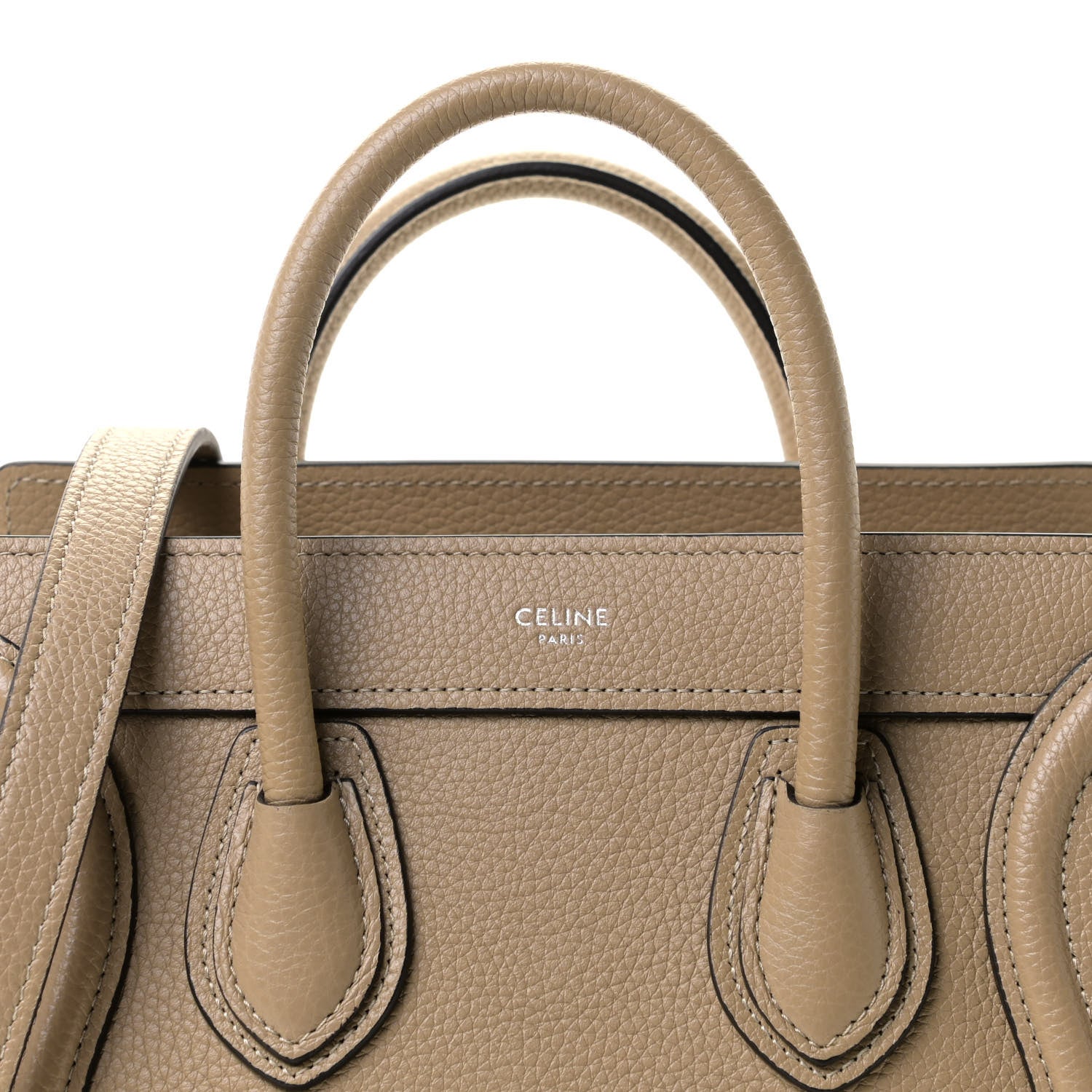 Celine Drummed Calfskin Nano Luggage Dune 8 of 10