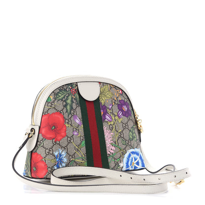 Gucci GG Supreme Monogram Flora Web GG Small Ophidia Dome Shoulder Bag White 3 of 9