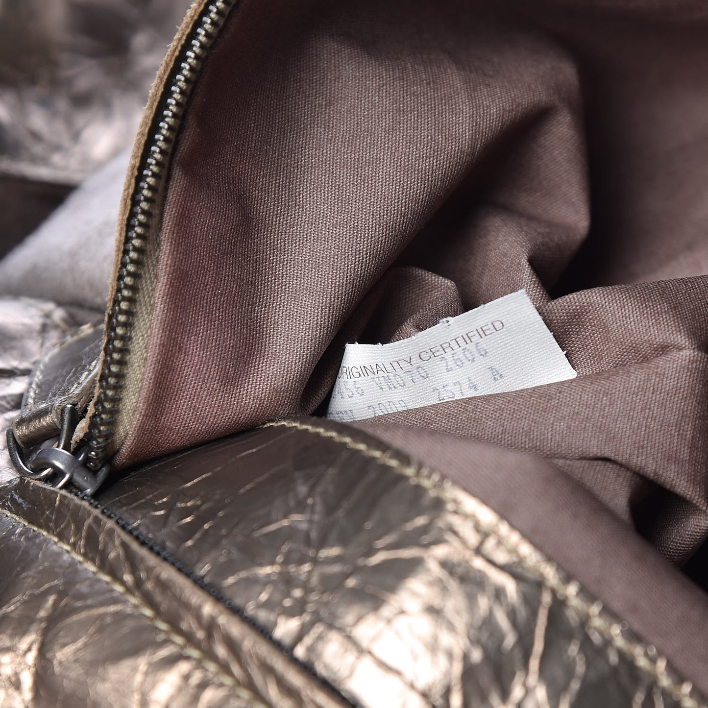Metallic Crinkled Calfskin Tote