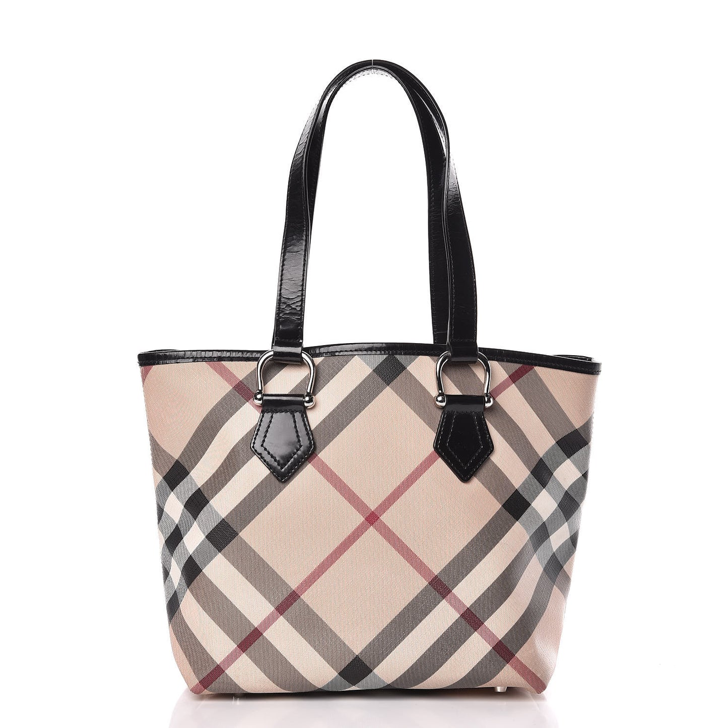Patent Trim Nova Check Small Nickie Shopper Tote