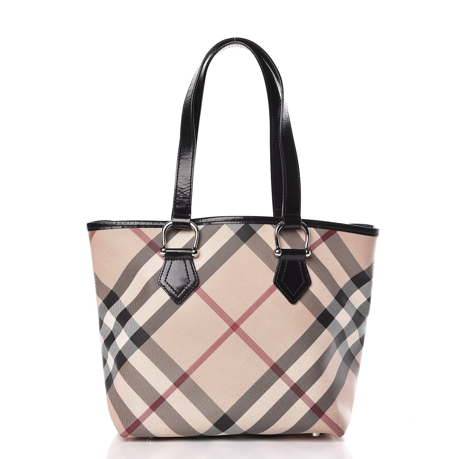 Burberry Patent Trim Nova Check Small Nickie Shopper Tote 1 of 22