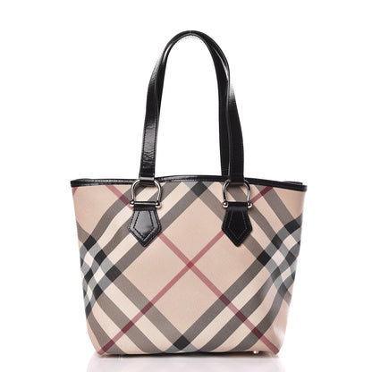Burberry Patent Trim Nova Check Small Nickie Shopper Tote 1 of 22