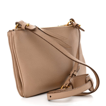 Prada Vitello Daino Double Zip Crossbody Bag Cammeo 2 of 19