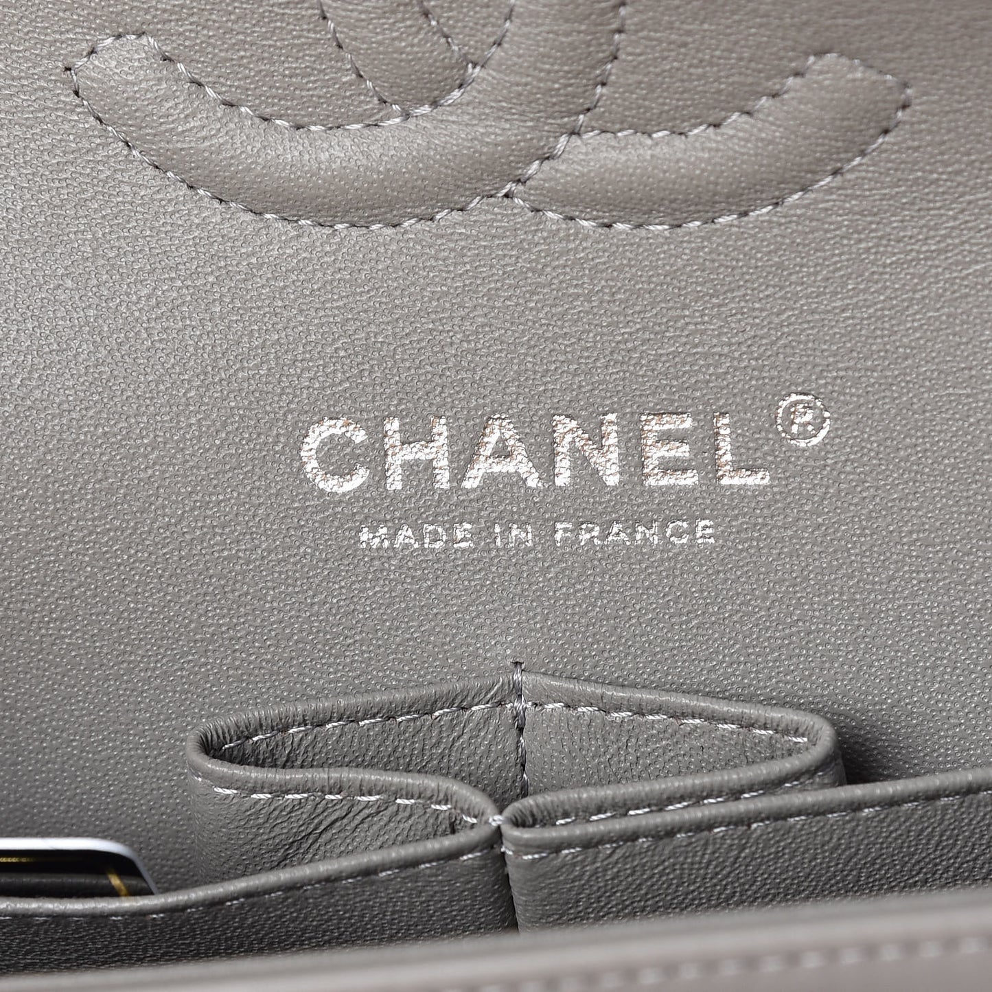 Lambskin Quilted Small Double Flap Grey