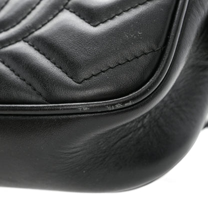 Gucci Calfskin Matelasse Mini GG Marmont Chain Shoulder Bag Black 16 of 16
