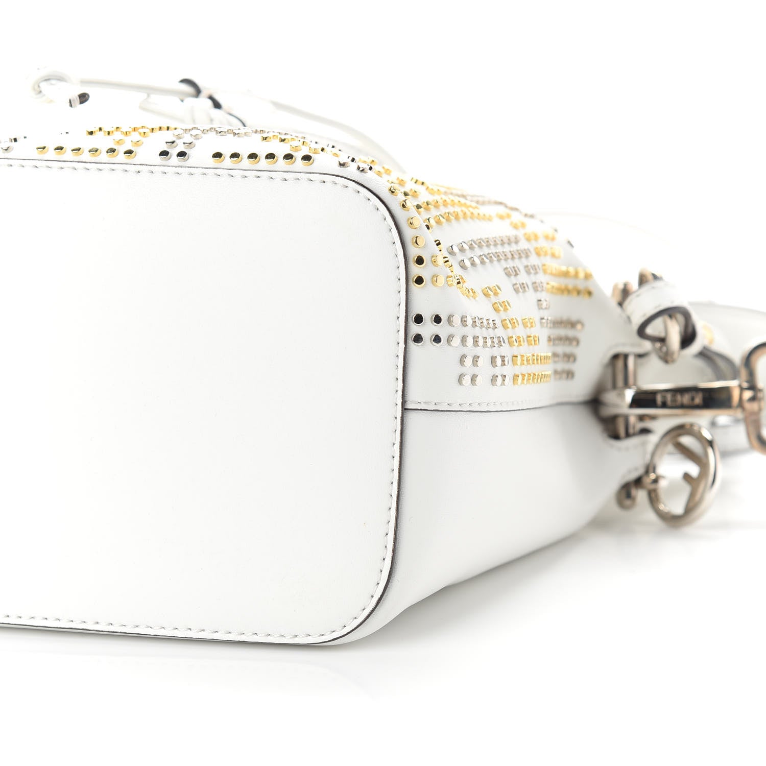 Fendi Vitello Liberty F is Fendi FF Studded Mini Mon Tresor Bucket Bag White 9 of 9