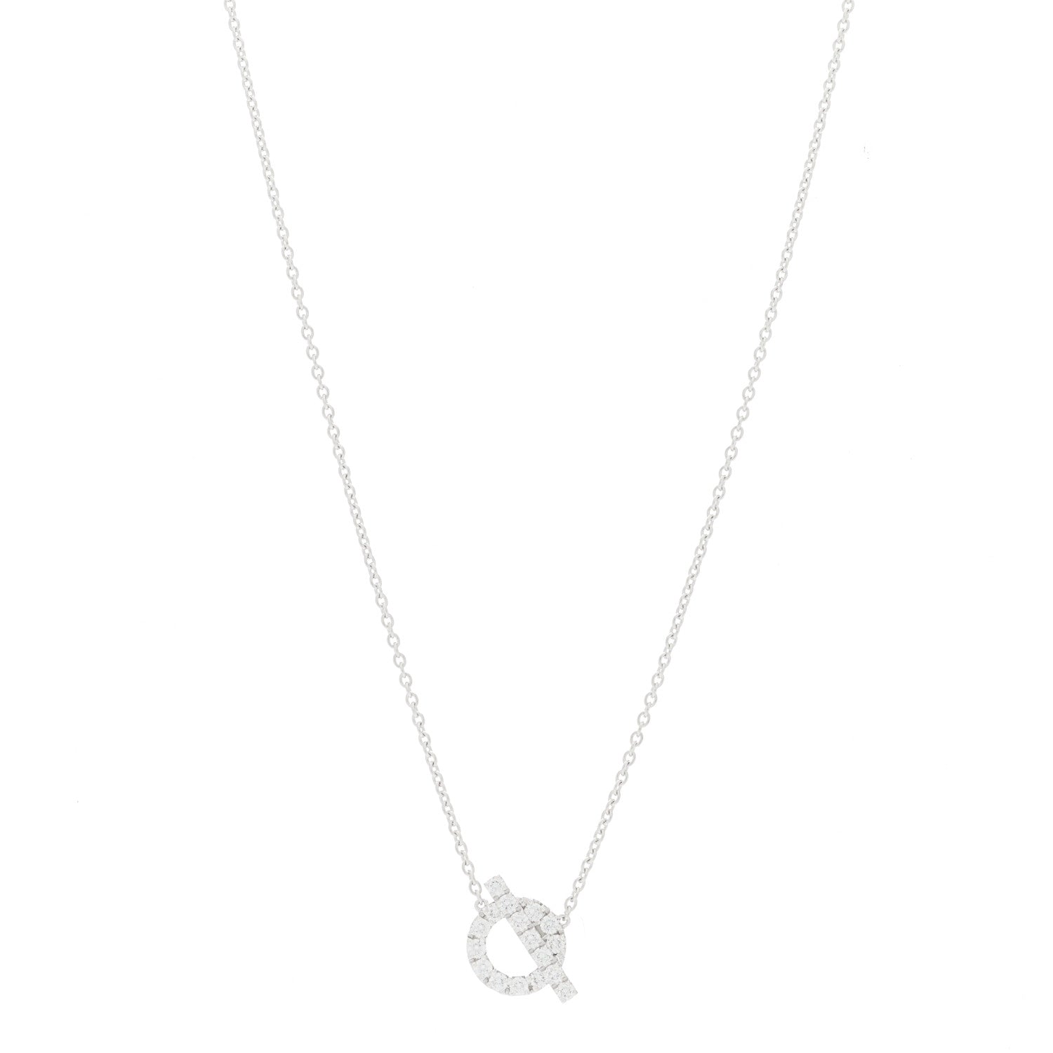 Hermes 18K White Gold Diamond Finesse Pendant Necklace 2 of 5