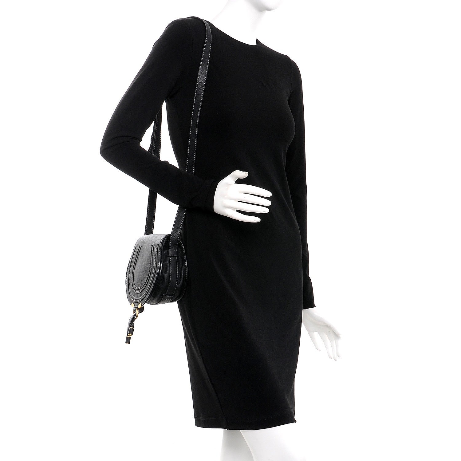 Chloe Calfskin Mini Marcie Round Crossbody Bag Black 2 of 7