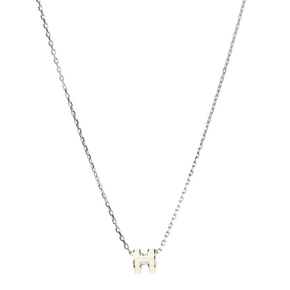 Hermes Lacquered Palladium Mini Pop H Pendant Necklace White 1 of 8