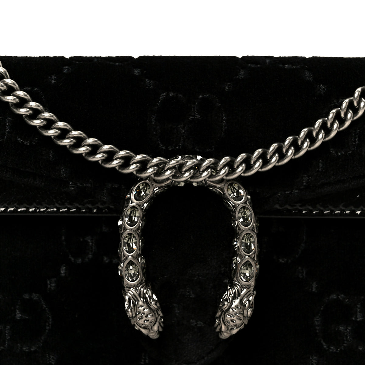 Gucci Velvet Skipper Crystal GG Monogram Super Mini Dionysus Shoulder Bag Black 7 of 10