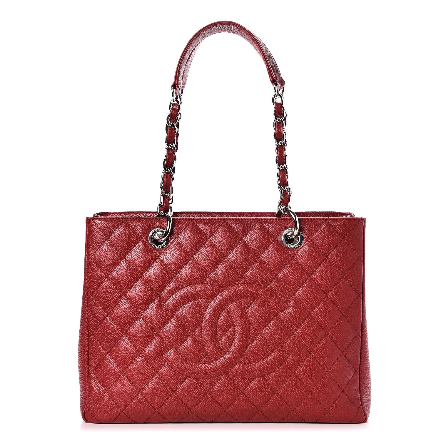 Chanel Caviar Quilted Grand Shopping Tote GST Red 1 of 7