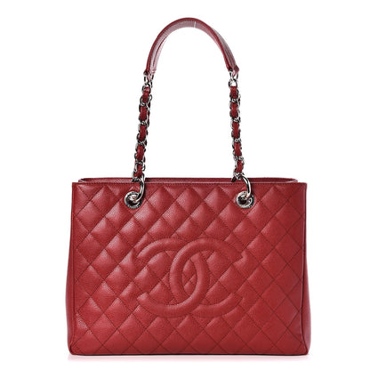 Chanel Caviar Quilted Grand Shopping Tote GST Red 1 of 7