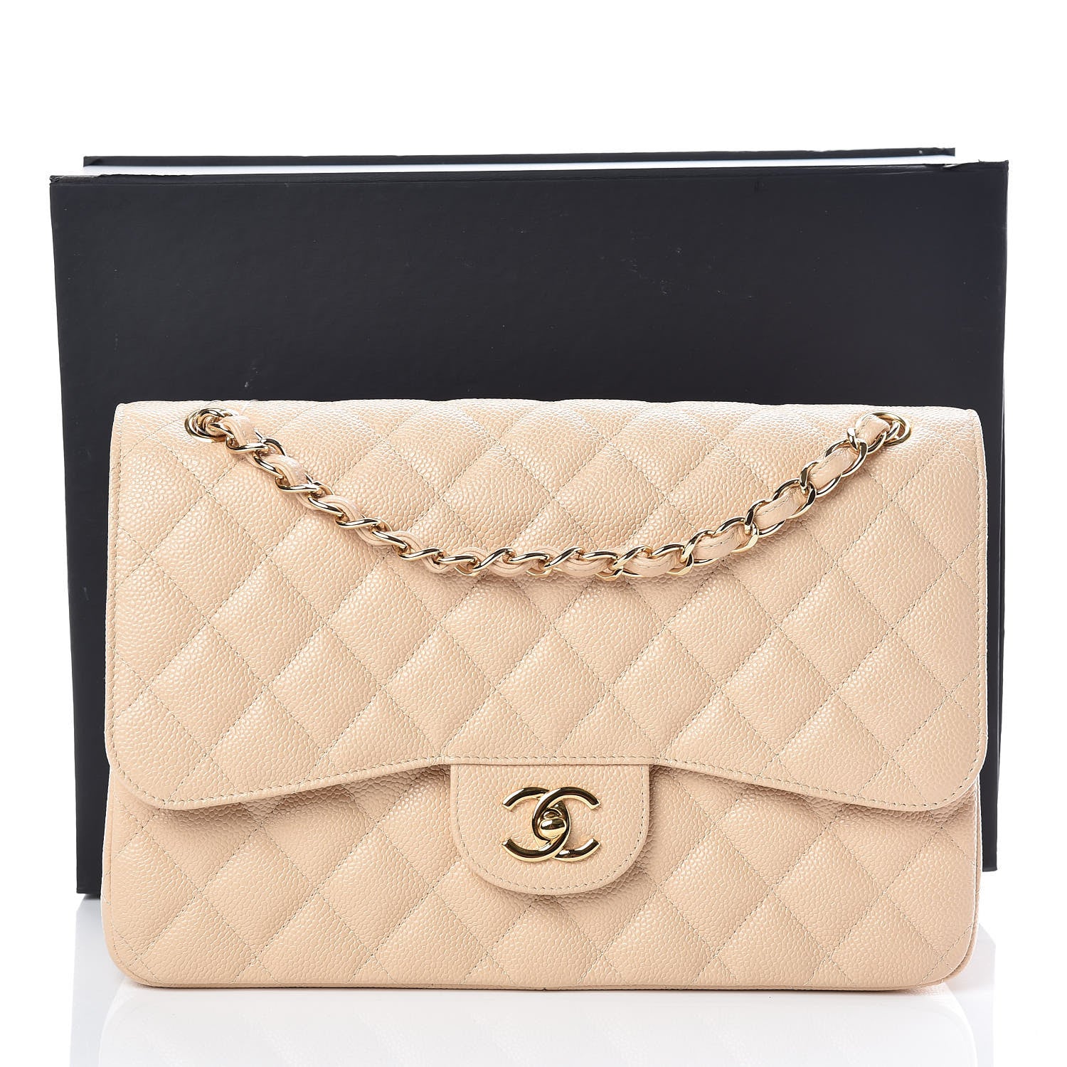 Chanel Caviar Quilted Jumbo Double Flap Light Beige 10 of 10