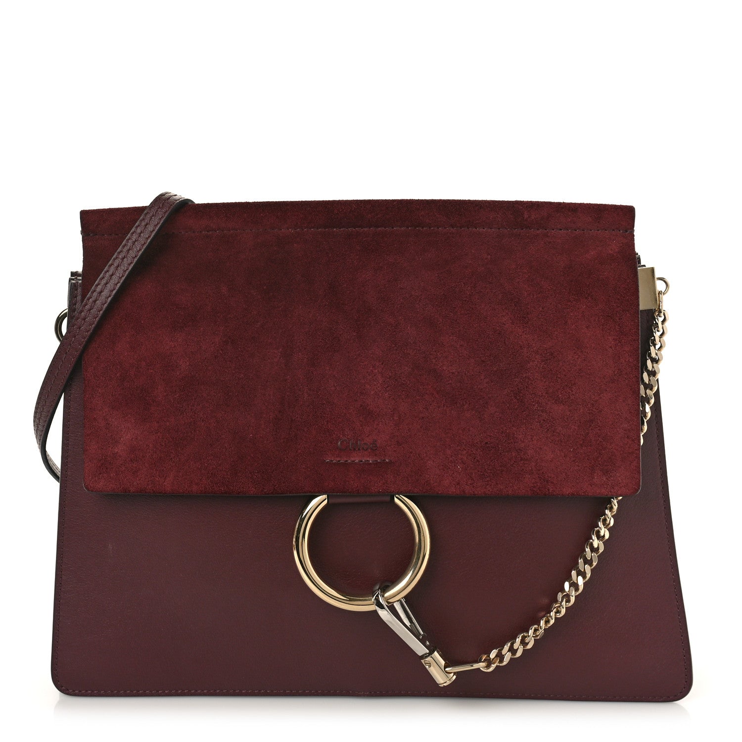 Chloe Calfskin Suede Medium Faye Shoulder Bag Plum Purple 1 of 8