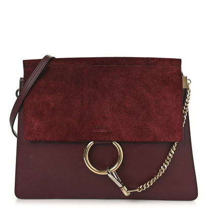 Chloe Calfskin Suede Medium Faye Shoulder Bag Plum Purple 1 of 8
