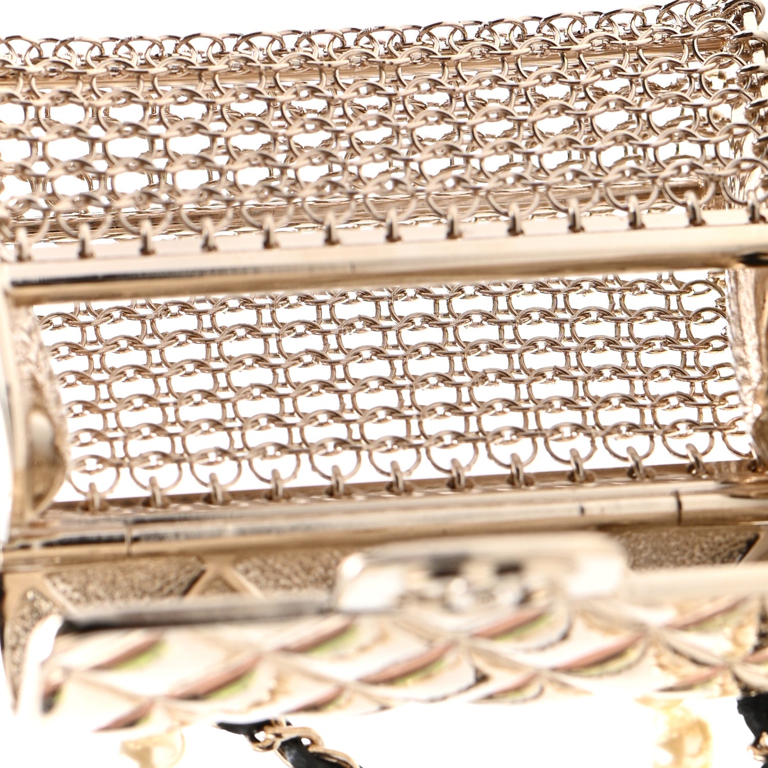 Chanel Metal Lambskin Pearl Chain Flap Bag Long Necklace Gold Black Pearly White 4 of 5