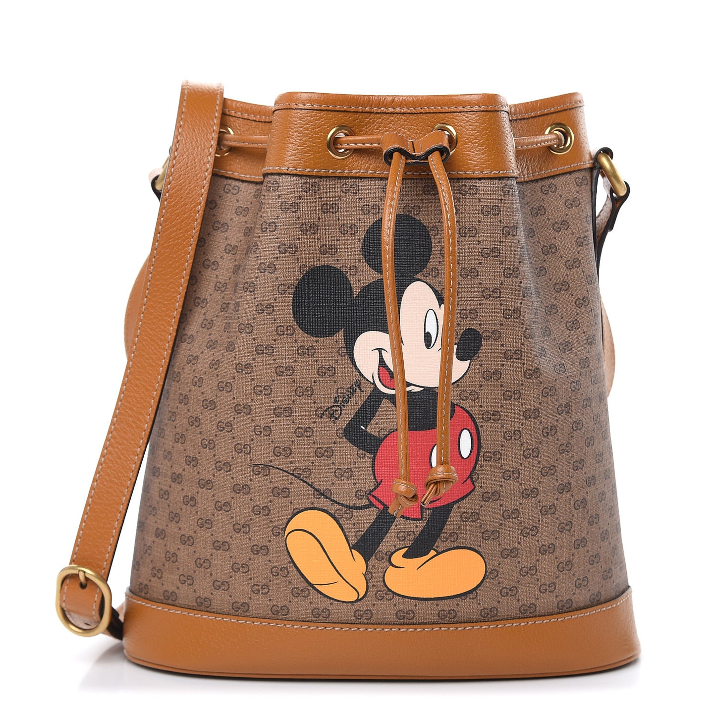 X DISNEY Mini Vintage GG Supreme Monogram Bucket Bag Beige Vintage Sun Oil