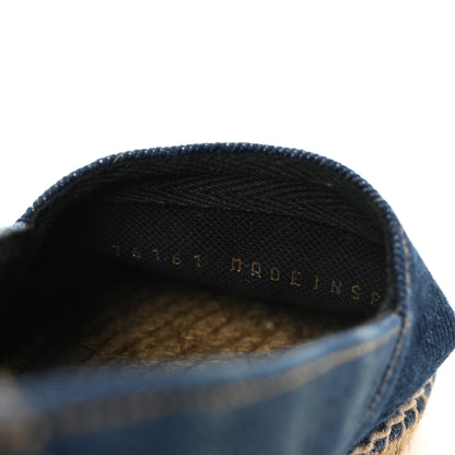 Saint Laurent Denim Logo Embroidered Espadrilles 37.5 Deep Blue 9 of 10