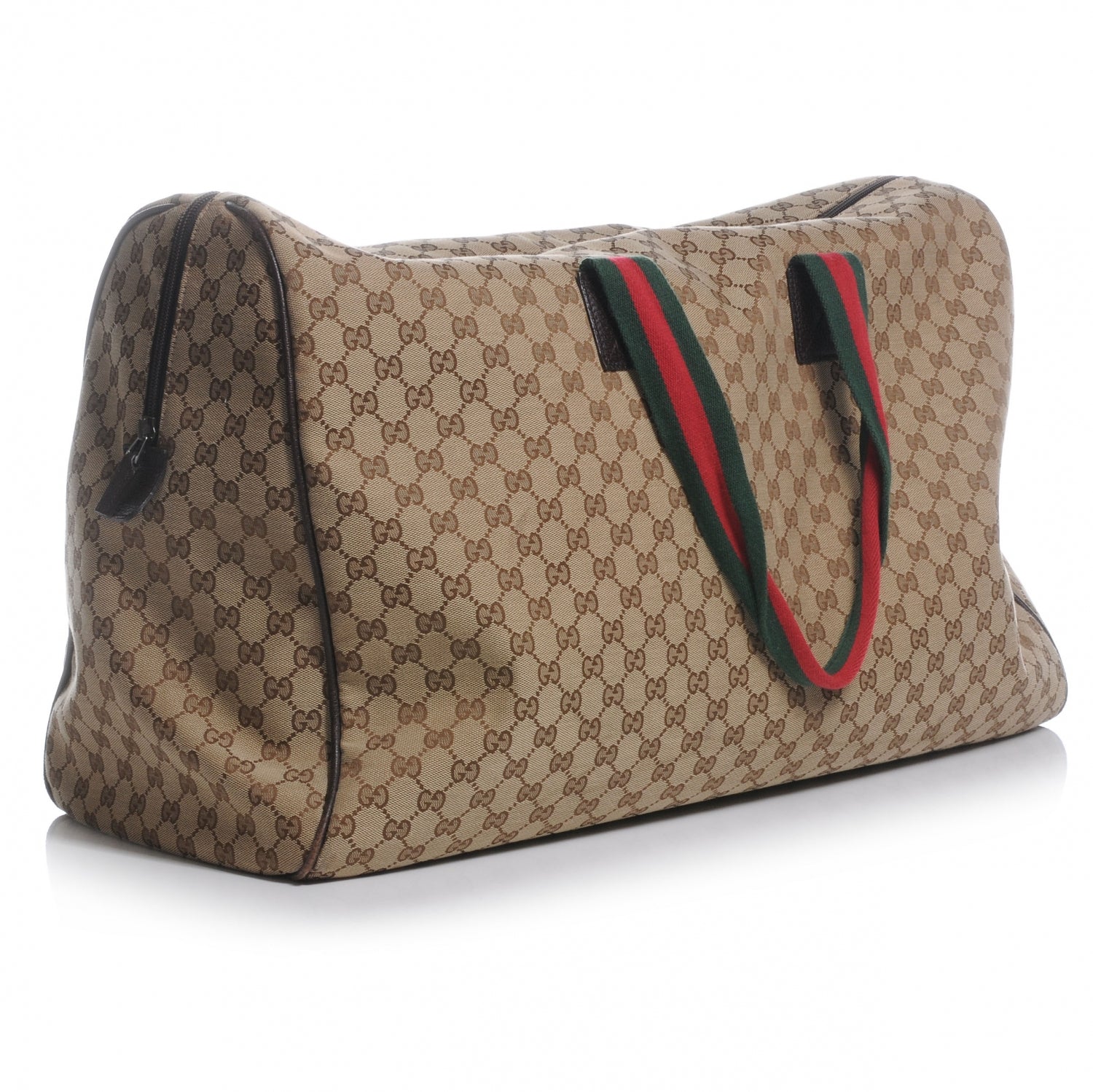 Gucci GG Monogram Web Large Collapsible Carry On Duffle Beige Brown 3 of 9