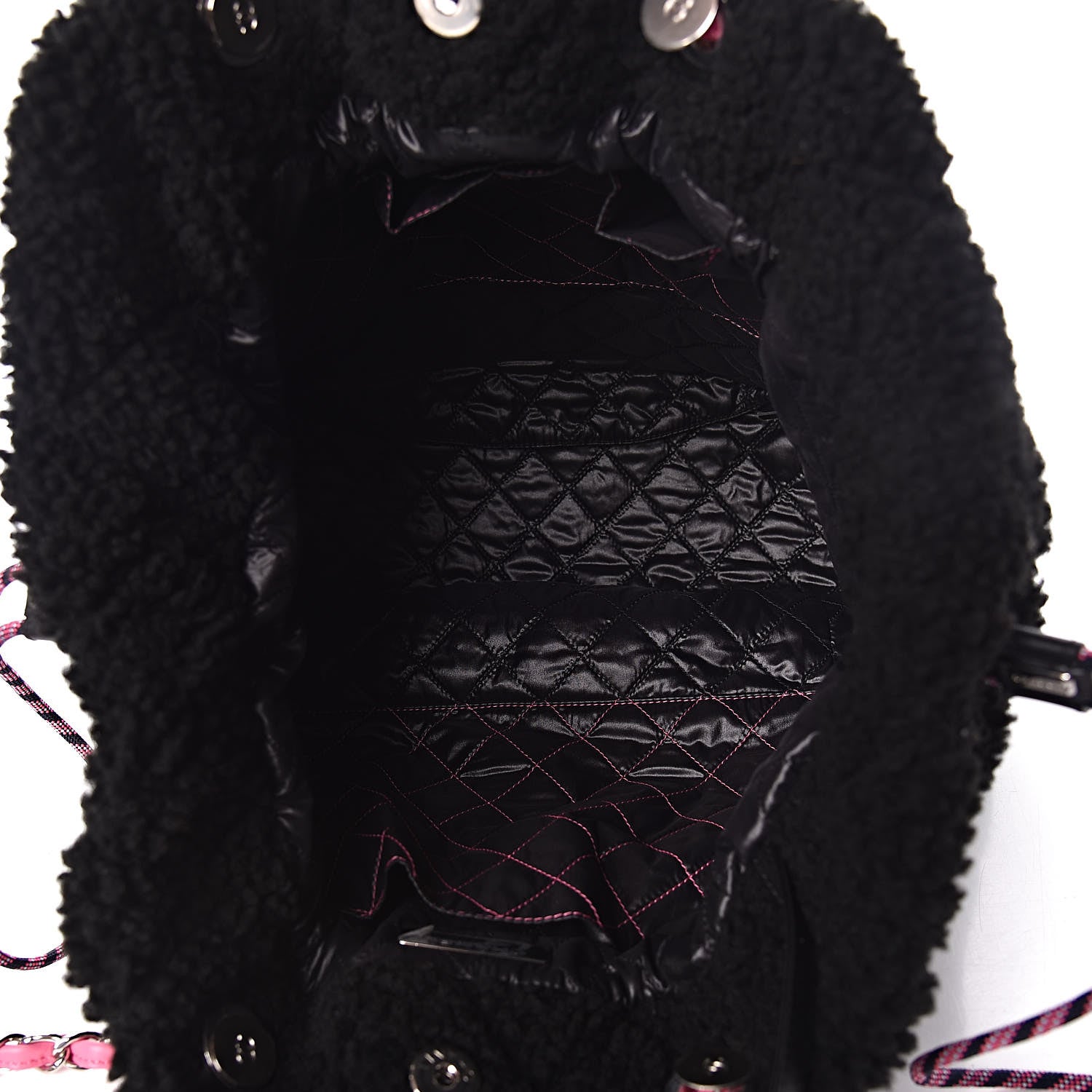 Chanel Shearling Sheepskin Large Coco Neige Tote Black 5 of 10