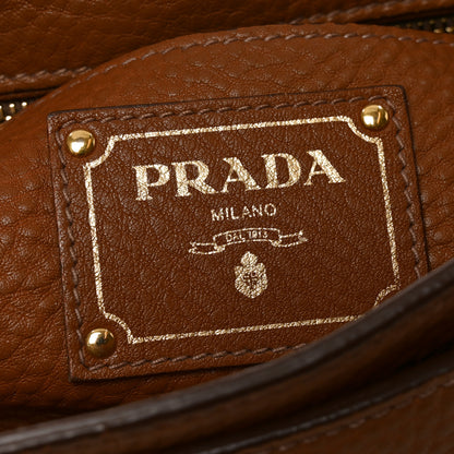Prada Vitello Daino Double Buckle Messenger Bag Brown 6 of 10