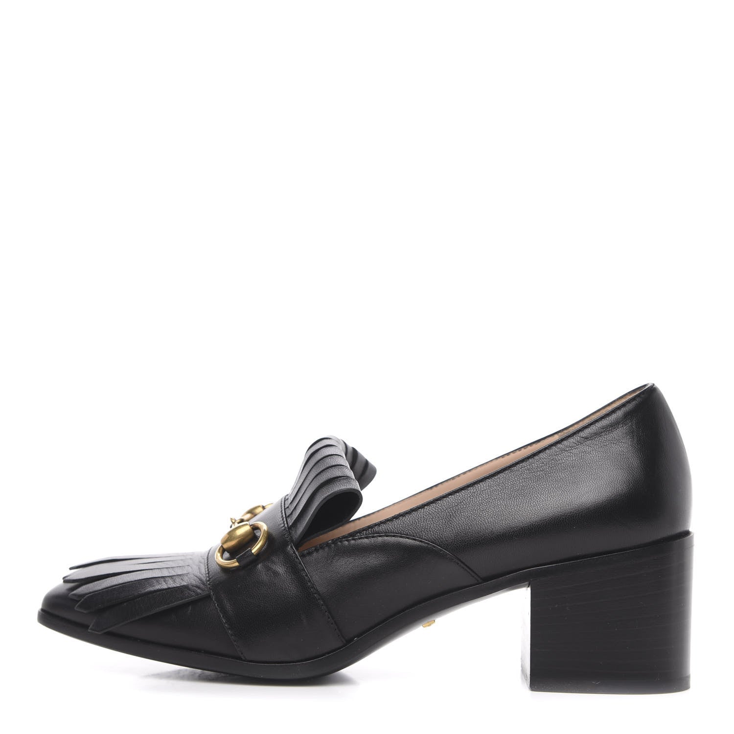 Gucci Malaga Kid Polly Kiltie Fringe 55mm Loafer Pumps 38 Black 1 of 9